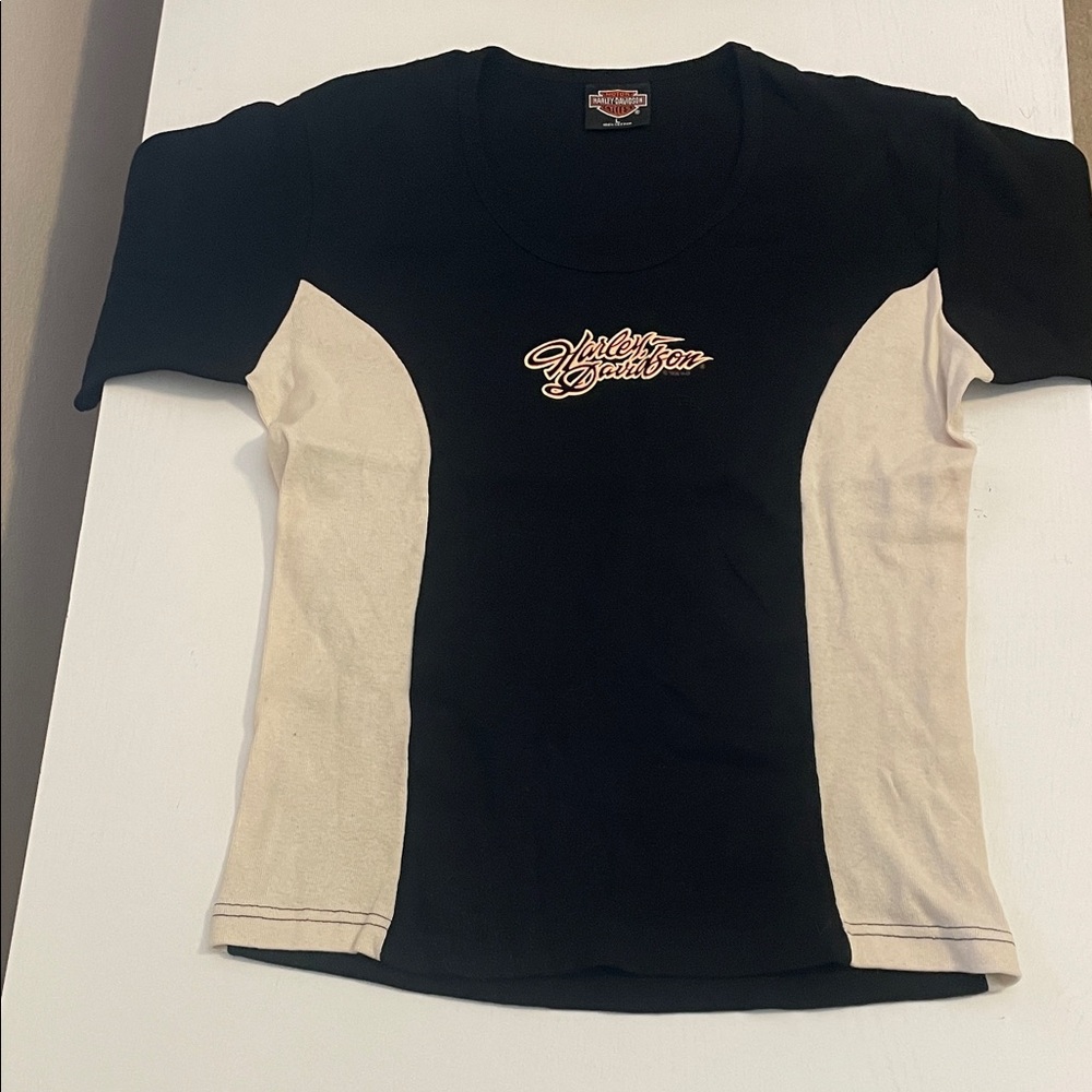 Harley-Davidson Black and Cream Logo Tee